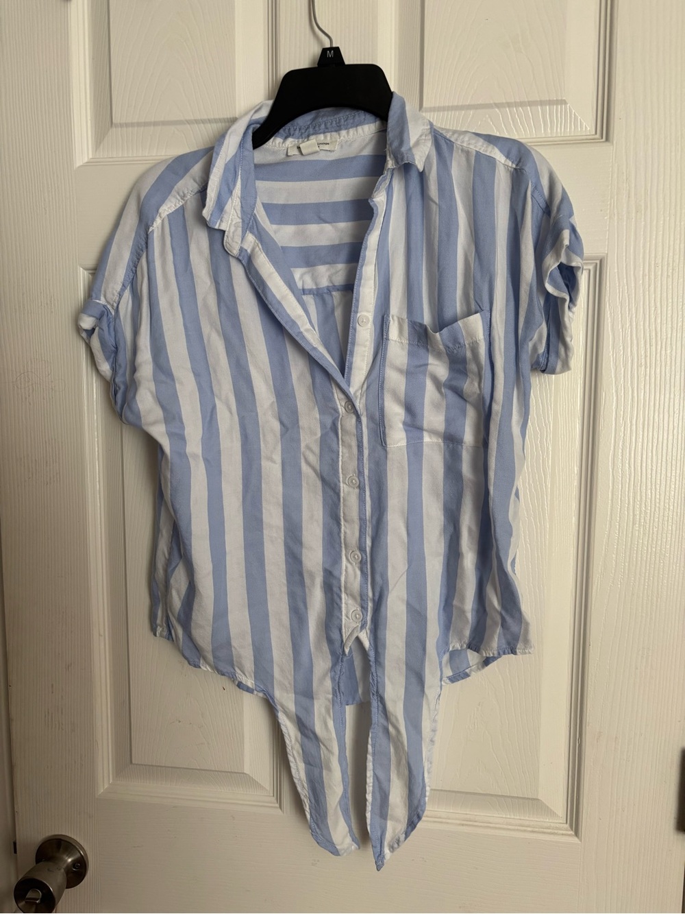 Light Blue & White Striped Button-Up Shirt
